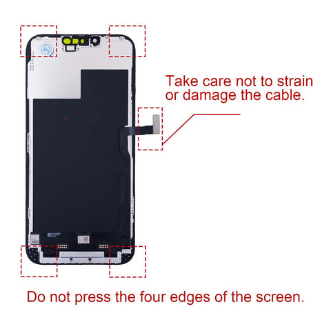 Back view of Pro Grade 6.7 Inch iPhone 13 Pro Max Screen Replacement Kit With LCD Display And 3D Touch Digitizer, cable details.