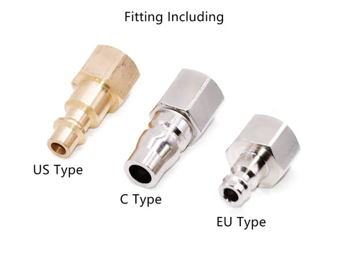 Heavy Duty Pneumatic Lapping Grinder Featuring 1.0mm Fast Reciprocating Stroke Micro Air Pencil Die Kit fittings including US, C, and EU types.