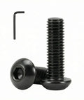 M4 X 12MM Button Head Hex Socket Cap Screws 50 Pack With Hex Key, Black Oxide 304 Stainless Steel Fasteners featuring a hex key.