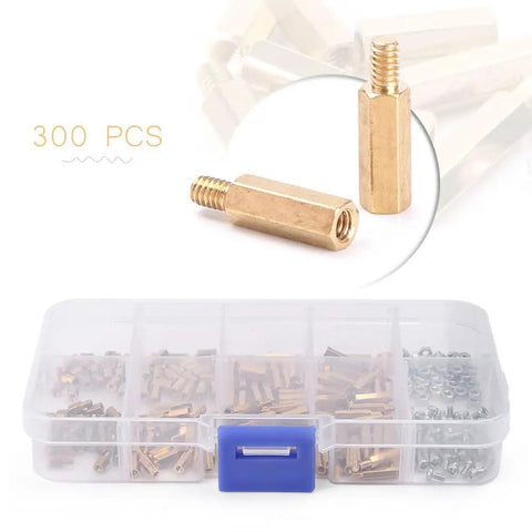 Brass M2 Hex Column Standoff Spacer Kit 300 Piece Assortment For PCB Mounts And Electronics Nuts And Screws Set For Spacing Panels Gears And Enclosures Pro Grade Hardware, brass spacers in organizer case
