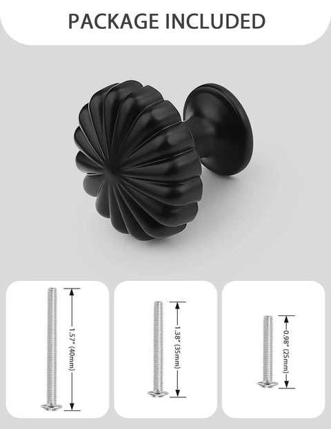 Matte Black Zinc Alloy Cabinet Knobs 10 Pack for Drawer Pulls on Dresser Kitchen and Bathroom Hardware Mengico Unique Design