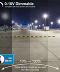 Dimmed parking lot with Beast Bright 150W LED Parking Lot Light With Dusk To Dawn Photocell Outdoor Power Tunable 150W 100W 75W 22500LM 5000K Daylight IP65 Weatherproof 100 To 277V Slip Fitter And Arm Mount ETL shown here