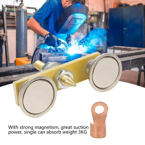 Heavy Duty Welding Magnet Head With Super Strong Suction Power, 36mm brass disc, absorbs weight 3KG for secure grounding.