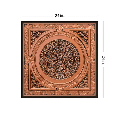 Steampunk PVC Ceiling Tile 2x2 Antique Copper Covering 40 Sq Ft Lay In Or Glue Up Embossed Design for Modern Homes and Spaces