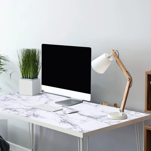 White Marble Peel And Stick Contact Paper Self Adhesive Wallpaper For Furniture Desks Countertops Cabinets And Shelves Removable