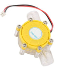 12V DC Water Turbine Generator Micro Hydroelectric Power Dynamo For Remote Energy, yellow casing, half inch threaded inlet/outlet