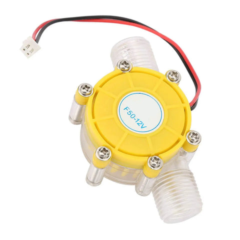 12V DC Water Turbine Generator Micro Hydroelectric Power Dynamo For Remote Energy, yellow casing, half inch threaded inlet/outlet