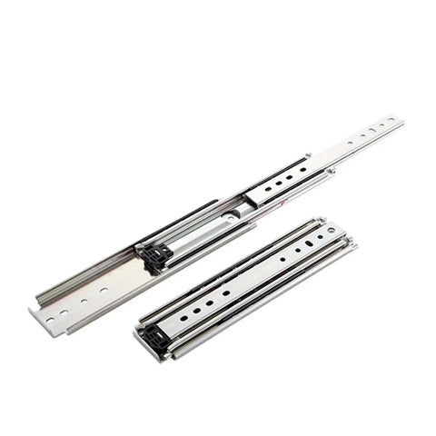 Badass Hella Heavy Duty Drawer Slides Two Piece Pack Cold Rolled Steel Ball Bearing Glides Thirty Four Inch Long Seventy Six Mm Wide cabinet slides.