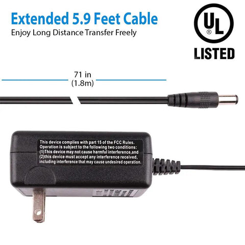 12V Battery Charger For Razor Power Core E90 And Other 12V Ride On Toys, 1 Amp DC Adapter With 71 Inch Cable, Barrel Connector, UL Listed, Kid Safe, Durable Power Supply For Kids Scooters And Cars