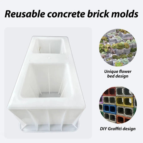 DIY Concrete Brick Molds For Hollow Bricks Reusable Plastic Forms For Backyard Gardens Patio And Home Decor Projects