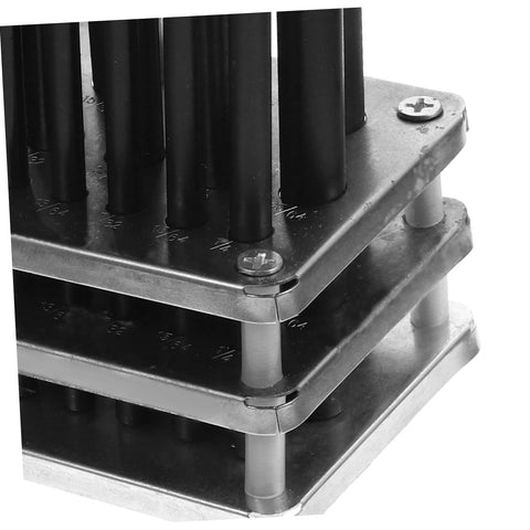 Pro Grade Cylindrical Punch Transfer Punch Tools Set With Base Design for Mechanical Repair, close-up of steel base section