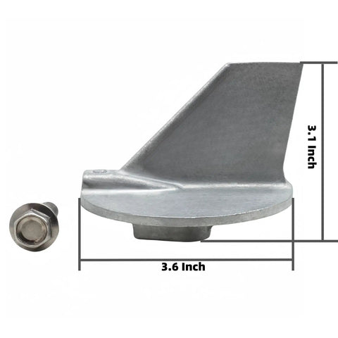Side view of Trim Tab Anode For Yamaha Outboard 115 225 HP Two And Four Stroke Motors Zinc Replacement 6E5-45371-01 with bolt