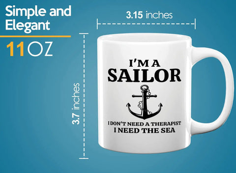 Coffee Mug 11oz White I Don't Need Morning Coffee Sailor Boater Gift Funny Lake Gift Nautical Sailboat Glass For Boat Captains And Crew Great For Commute And Gift Ideas featuring anchor design