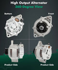 Replacement Alternator For Toyota 4Runner 2000 2.4L And Toyota Tacoma 2000 To 2004 2.4L And 2.7L 12V 80Amp CW S5 Pulley