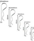 30Pcs Hitch Pin Clips And R Clips Zinc Plated Cotter Pins Kit With 5 Sizes M1.2-M3 displayed in size and shape order