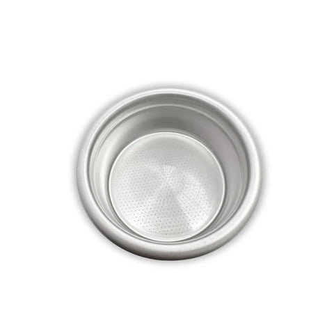 Top Shelf Stainless Steel Filter Basket For All 58mm Portafilters, view from above showcasing perforated design for espresso extraction.