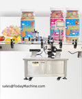Industrial Grade Heavy Duty Fully Automatic Labeling Machine Designed To Crush High Volume Production Lines With Top Tier Precision Rotary Rod Mechanics And Zero Hassle Packaging Setup with jars of gummy candy.