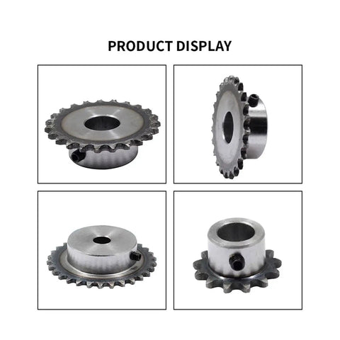Top Quality 04C Drive Sprocket With 12 Teeth 6mm Bore Made From Heavy Duty 45# Steel For Table Wheel Setup, displayed from various angles.