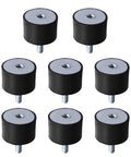 Eight Pack M16 Rubber Vibration Isolators 75mm Diameter 50mm Height With M16 Studs Heavy Duty Anti Vibration Mounts For Mini Split Systems Diesel Engines Generators Water Pumps Harvester And More, pack of eight