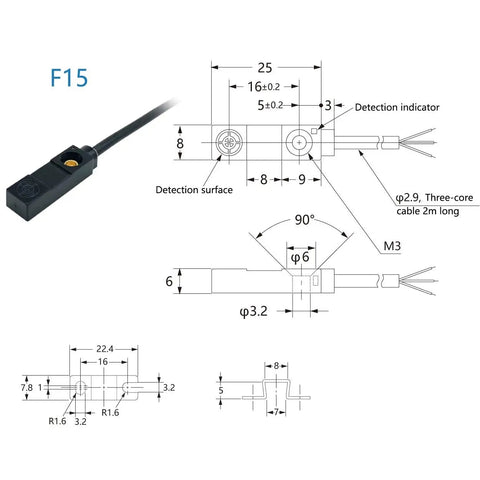 Diagram of 12 To 24 VDC Proximity Sensor With 3 Wires Thin Flat Metal Inductive Limit Switch For Detecting Iron Nickel And Magnetic Metals F15