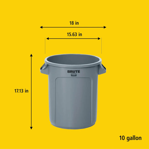 Heavy-Duty 10-Gallon Yellow Round Trash Can For Outdoor Use, Built Tough For Landscapers, Construction Sites, Restaurants And Offices, Easy-Lift Venting Channels For Quick Liner Removal