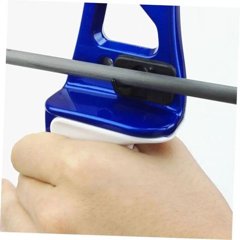 Close-up of Self Adhesive Arrow Rest For Recurve Bow Right Hand 8 Pack Must Have Replacement Bow Accessory in use on bow.