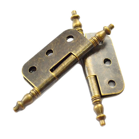 Top Shelf Vintage Folding Hinges With Screws Rock Solid Antique Bronze Zinc Alloy Hardware For Diy Projects Wooden Crates Cabinets And Keepsake Cases Easy Peasy Install And Dang Fine Finish close-up view showing two metal hinges.