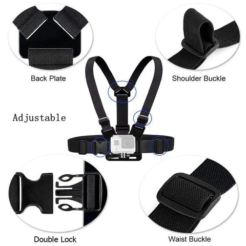 All In One Universal Action Camera Head Strap And Chest Harness Mount Kit For GoPro And Most Sports Cams Like AKASO Brave 4 7 LE V50X