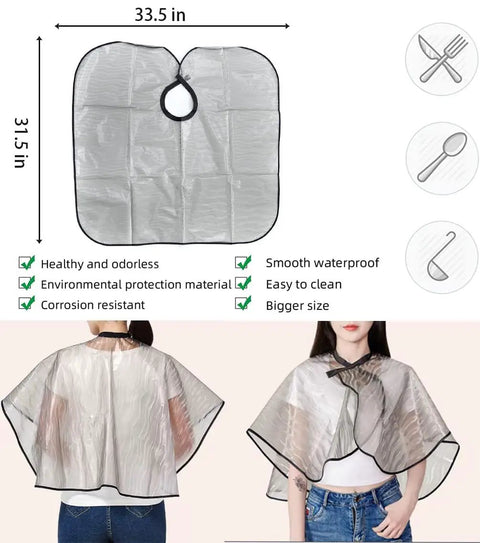 18 Piece At Home Hair Dye Kit with cape, measurements 33.5 x 31.5 inches, corrosion resistant and waterproof features