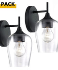 Gold Wall Sconce Lighting Set Of 2 With Frosted Champagne Glass Shade For Kitchen, presented in black finish