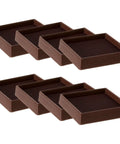 Eight 2x2 square rubber furniture caster cups with anti-slip floor grip, set for all floor surfaces protect hardwood tile laminate carpet vinyl.