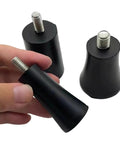 Close-up of a hand holding a 40 Piece Adjustable Feet Pads Set M6 M8 Anti Slip Shock Absorbing Rubber Leveling Foot for furniture.
