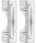 Heavy Hitter Stainless Steel Door Strike Guards sleek silver two pack on a white background, designed for easy installation.
