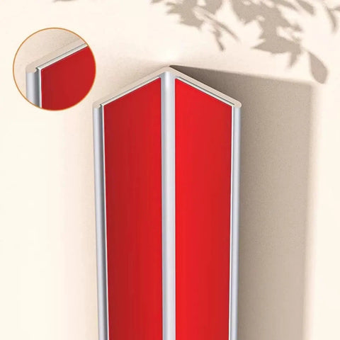 Self Adhesive Aluminum Corner Guard With 2.5D Chamfer Edge Trim for furniture, doors, and tables in red, no drill, matte finish