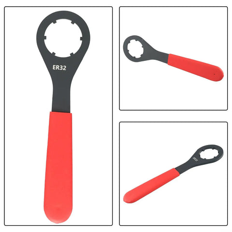 Get That ER32 Collet Chuck Wrench Spanner Tight With High Strength Steel O Type Tool For CNC Milling And Lathe Machines Red Black Finish ergonomically shaped