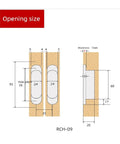 Technical diagram showing dimensions for Two Pack Adjustable Flush Wood Door Hidden Concealed Hinges, 95 X 23 mm Invisible Entry Door Hinge Set