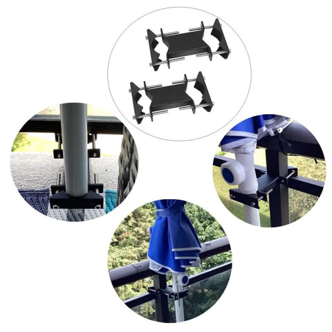 Heavy Duty Double Antenna Mast Clamp Kit With V Jaw Blocks For Mast To Mast Mounts, Deck Or Patio Umbrella Pole To Pole Bracket, Antenna Pipe Clamp For Ham CB TV Flagpole And Outdoor Antenna Setup