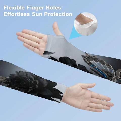Stay Cool As Ice All Summer With These Dope Butterfly Arm Sleeves Featuring Breathable Ice Silk Material And Flexible Fit for effortless sun protection.