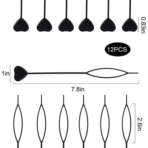 12 Pack Hair Beader Tools For Braids With Beads And Ponytails, Hair Pull Through Loop Set For Girls, Easy DIY Braiding Accessory Kit For Beaded Styles, 7.87 Inch Sticks For Quick And Creative Hairstyles, black 12-piece 7.8in set