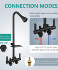 Outdoor Shower Kit With 3 Inch Center Faucet System, Exposed Shower With Two Handles, Matte Black, Connection Modes Guide