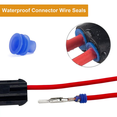 600 Pack Of Durable Weather Pack Connector Wire Seals With Metric Cavity Plugs For 12 To 24 Gauge Wiring Projects. This Massive Kit Includes Color Coded Yellow Blue Red And Gray Cable Grommets Designed Tough For Trucks, Cars, And Heavy Duty