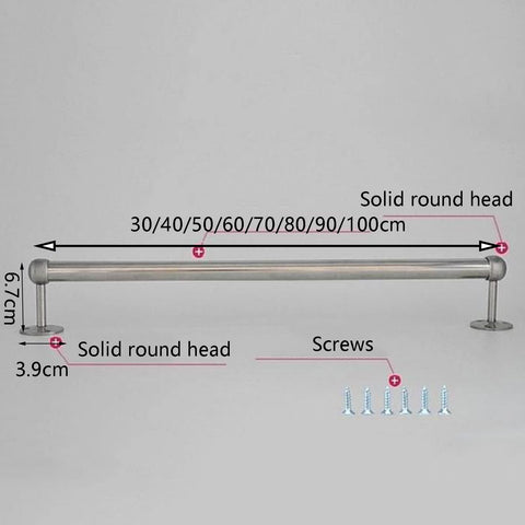 Heavy Duty Stainless Steel Clothes Rod For Modern Closets, Beefy Industrial Pipe Garment Rack with installation screws