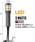 4 Pack Low Voltage Pathway Lights Dope 3W LED Outdoor Landscape Lighting 120 Lumen 3000K Warm White Wired Walkway And Driveway Lights In Black Metal With Connector.
