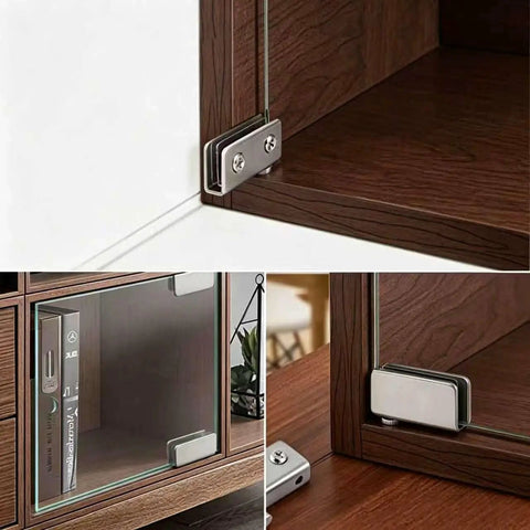 Rock Solid Stainless Steel Pivot Hinges Set For 5 To 8mm Glass Cabinets And Shower Doors With Magnetic Catch Rust Resistant Includes 4 Pairs 40x10x20mm Silver