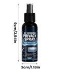 Window Frosting Spray 30ml Anti-Glare Translucent Privacy Agent in a spray bottle displaying RV window privacy effect.