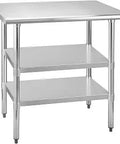 Stainless Steel Work Table For Food Prep And Heavy Duty Kitchen Station With 2 Adjustable Undershelves 24 By 36 Inches Rust Proof 430 Stainless