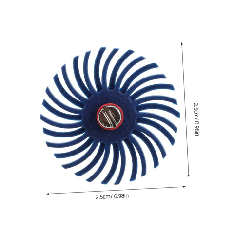 Kick It Up A Notch With This 1 Inch Radial Bristle Disc Buffing Wheel And 3 Mm Shank For Serious Polishing And Metal Restoration on Tools, blue bristle disc with spiral bristles.