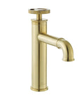 Brushed Gold Single Hole Bathroom Faucet With One Hand Control Solid Brass Durability 1.2 GPM Flow Modern Center Mount Fixture