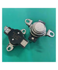 Dryer High Limit Thermostat D510701 L225-40F For Heavy Duty Dryers, Precise Thermal Cutoff To Prevent Overheating, Accurate Temperature Regulation For Heavy Duty Drying Cycles, Safe Reliable Thermal Protection. Two metal thermostats on green background