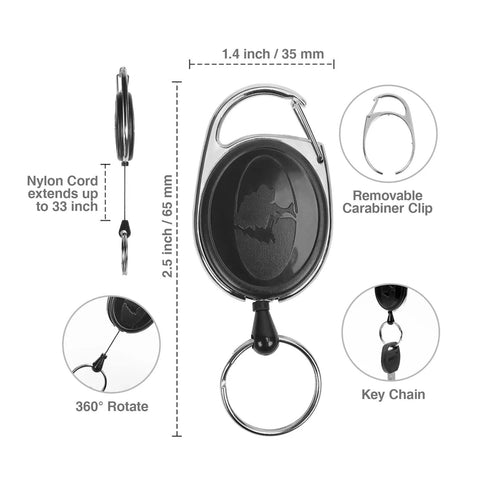 4 Piece Pistol Grip Fishing Tool Kit Retractor Lanyard with 33-inch Nylon Cord and Carabiner Clip